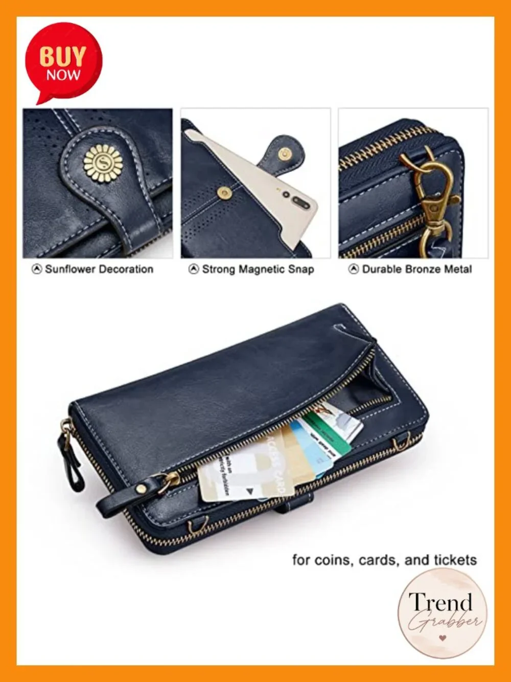 Vegan Leather Crossbody Bag RFID Blocking Cell Phone Purse with 2 Straps